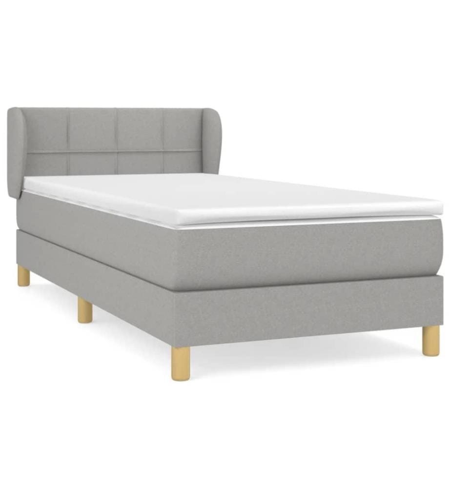 Lit à sommier tapissier avec matelas Gris clair 90x200 cm Tissu
