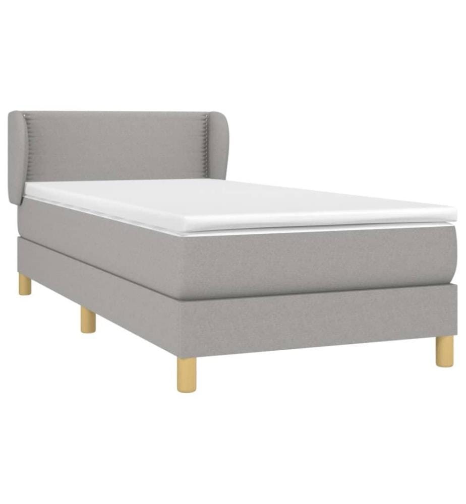 Lit à sommier tapissier avec matelas Gris clair 90x200 cm Tissu