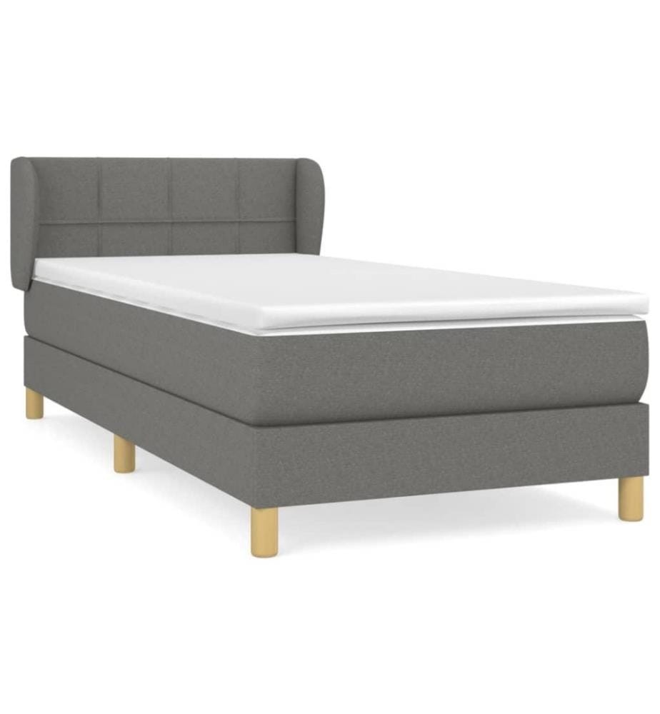 Boxspringbett mit Matratze Dunkelgrau 90x200 cm Stoff