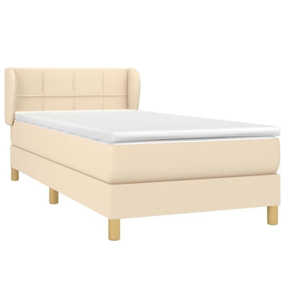 Lit à sommier tapissier avec matelas Crème 90x200 cm Tissu