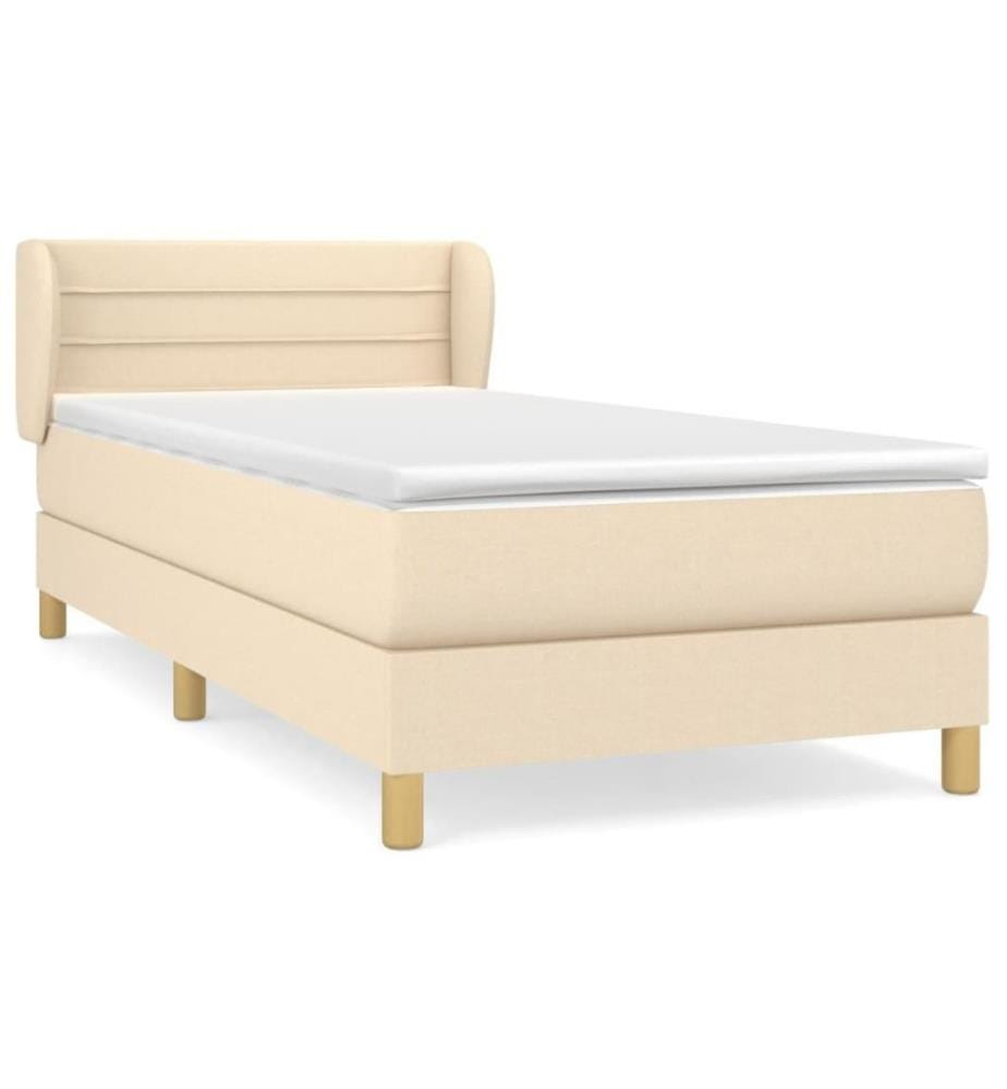 Boxspringbett mit Matratze Creme 100x200 cm Stoff