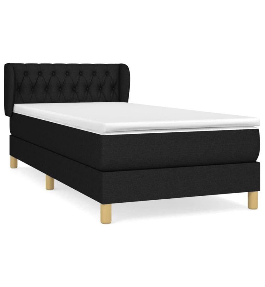 Boxspringbett mit Matratze Schwarz 100x200 cm Stoff