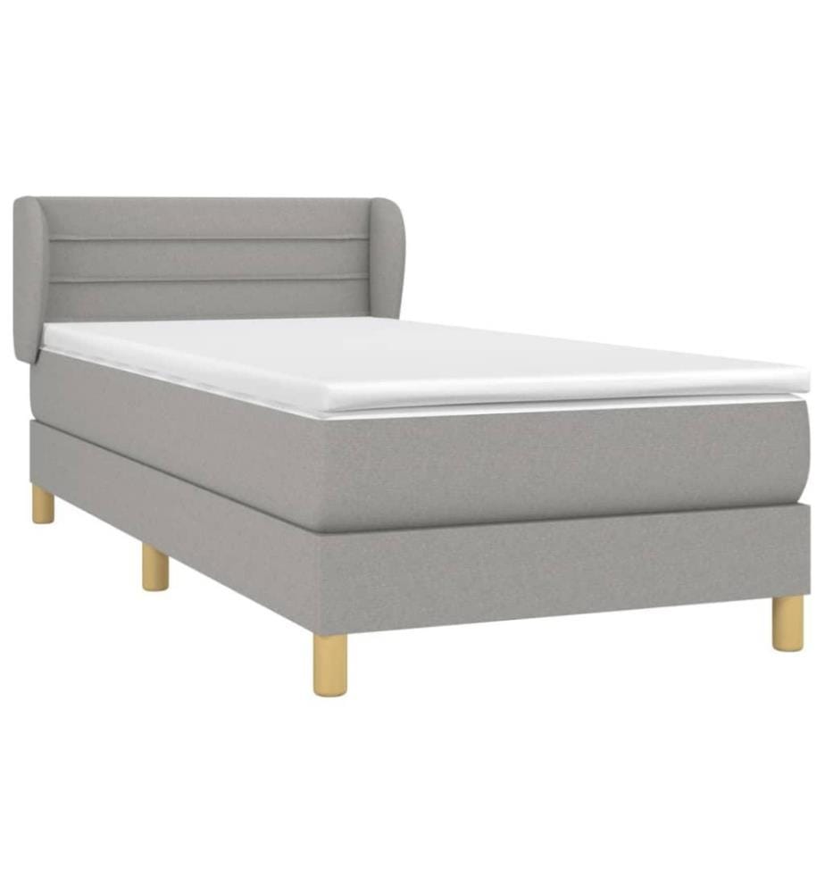 Boxspringbett mit Matratze Hellgrau 100x200 cm Stoff
