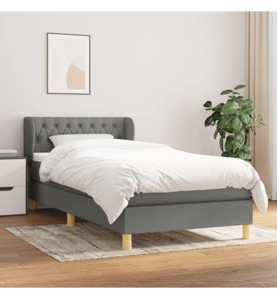 Boxspringbett mit Matratze Dunkelgrau 90x200 cm Stoff