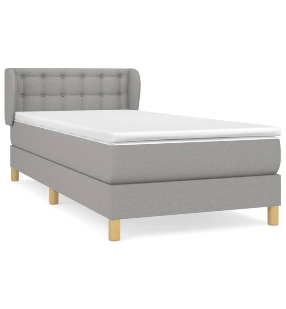Boxspringbett mit Matratze Hellgrau 90x200 cm Stoff