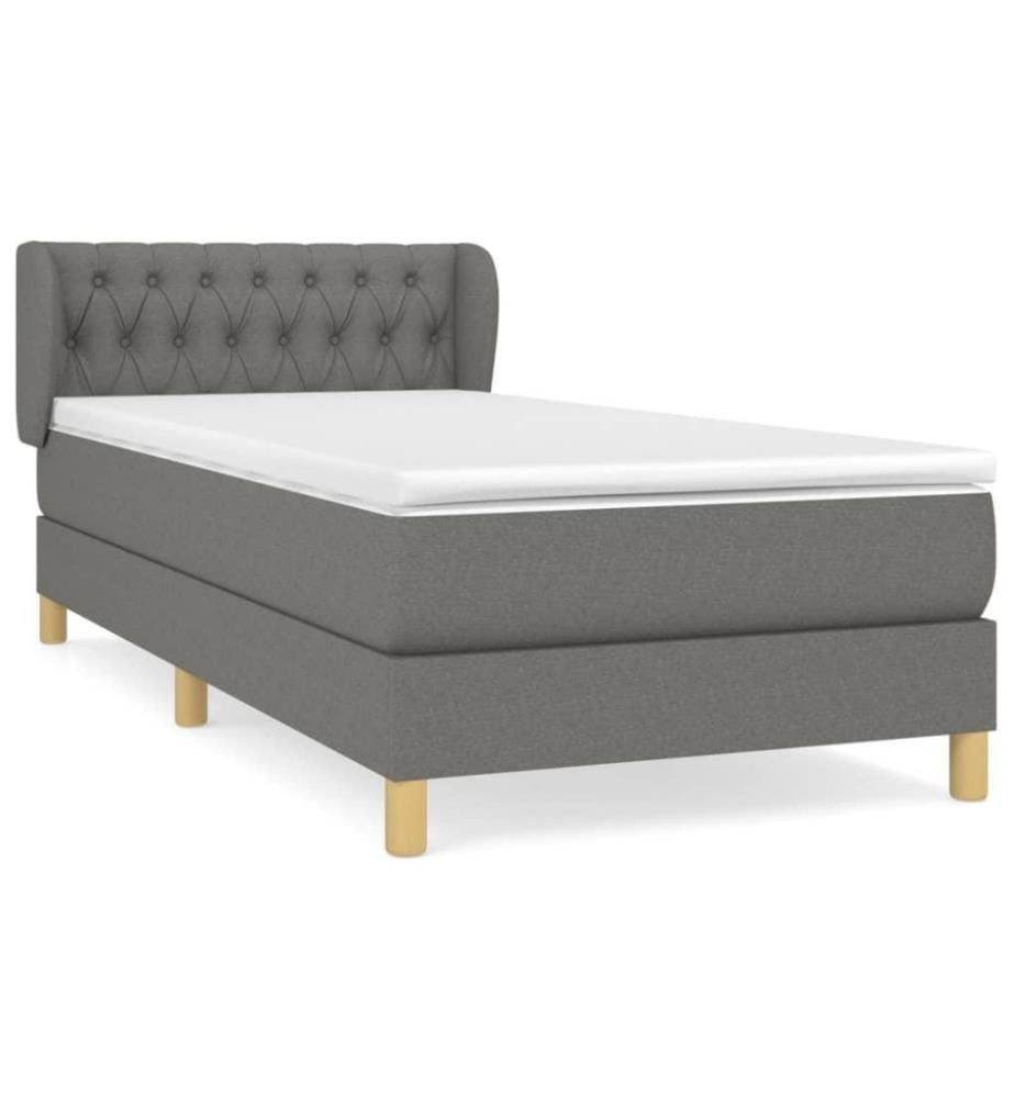 Boxspringbett mit Matratze Dunkelgrau 100x200 cm Stoff
