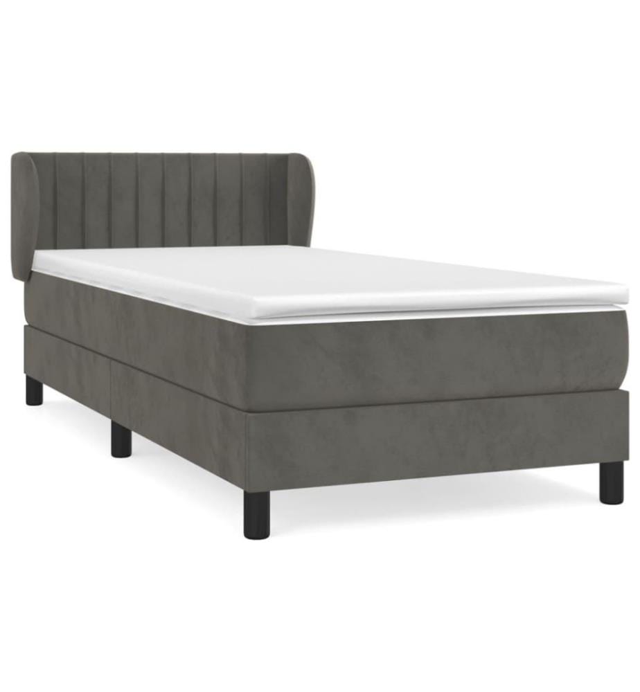 Boxspringbett mit Matratze Dunkelgrau 100x200 cm Samt