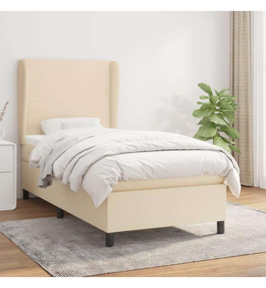 Boxspringbett mit Matratze Creme 100x200 cm Stoff