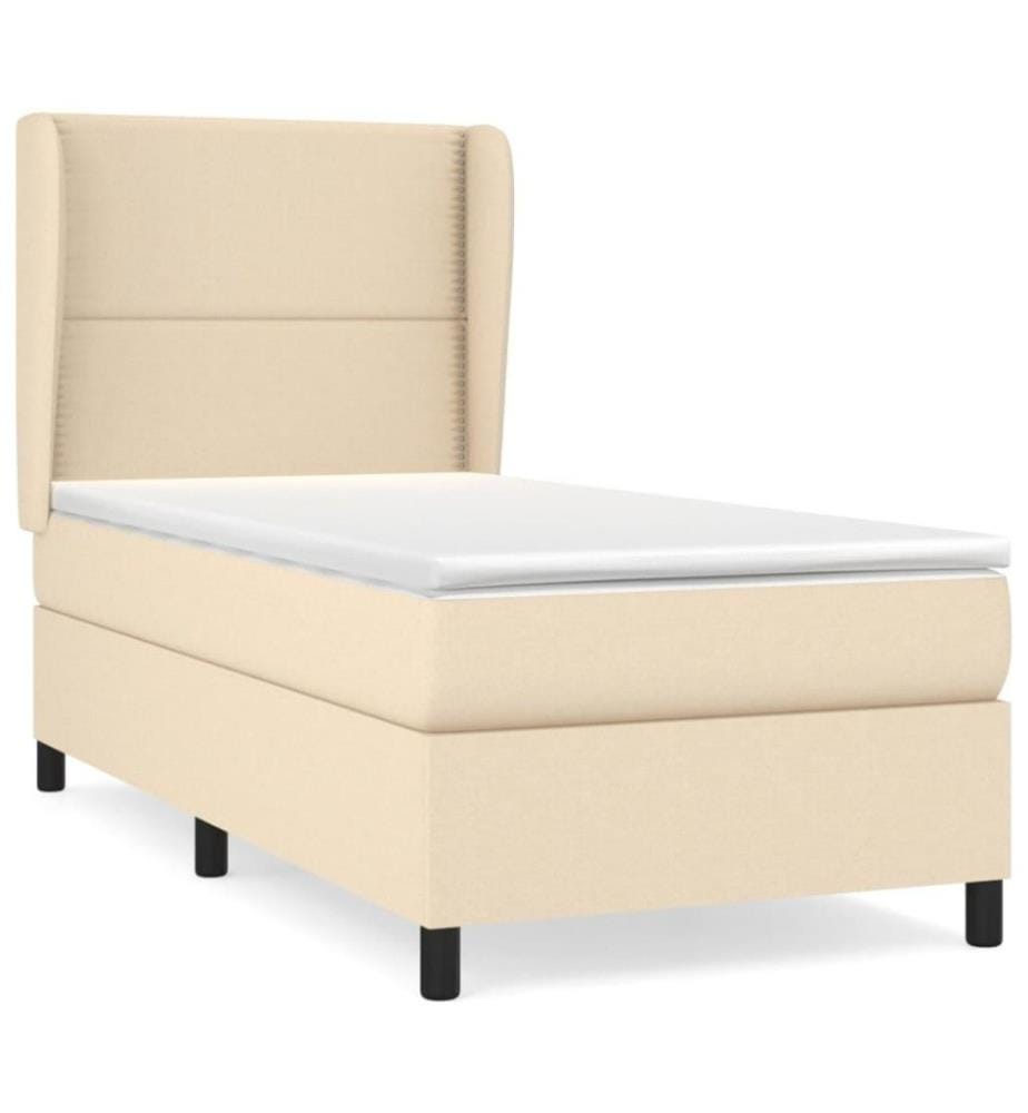 Boxspringbett mit Matratze Creme 100x200 cm Stoff