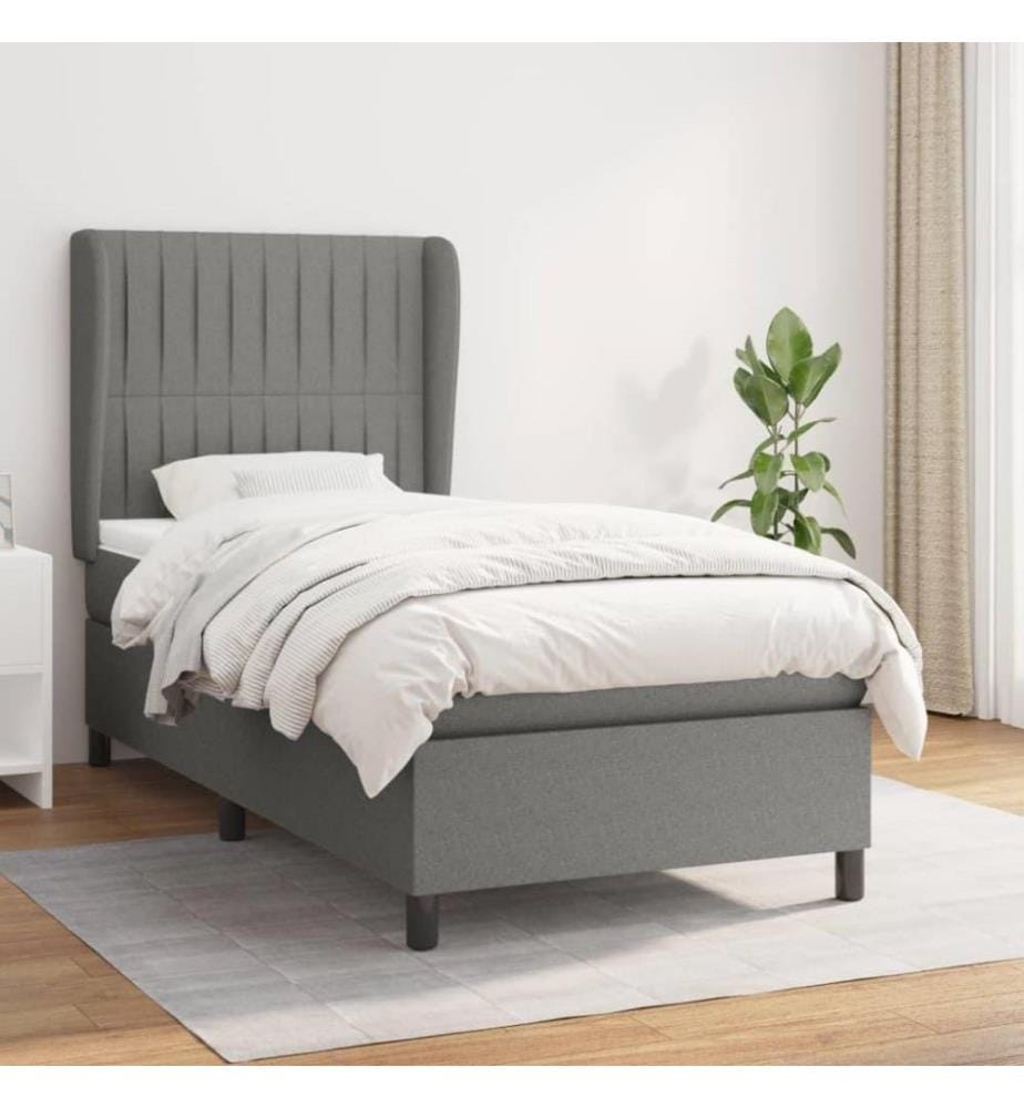 Boxspringbett mit Matratze Dunkelgrau 100x200 cm Stoff