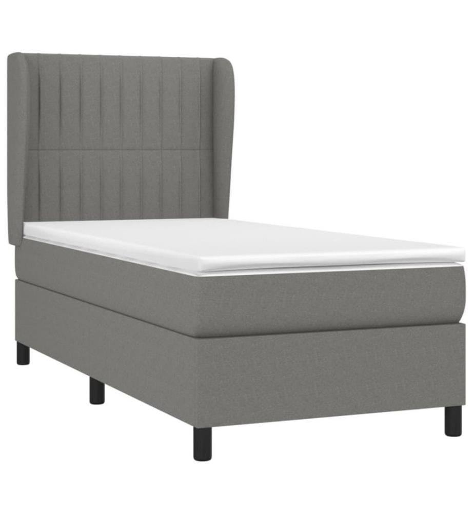 Boxspringbett mit Matratze Dunkelgrau 100x200 cm Stoff