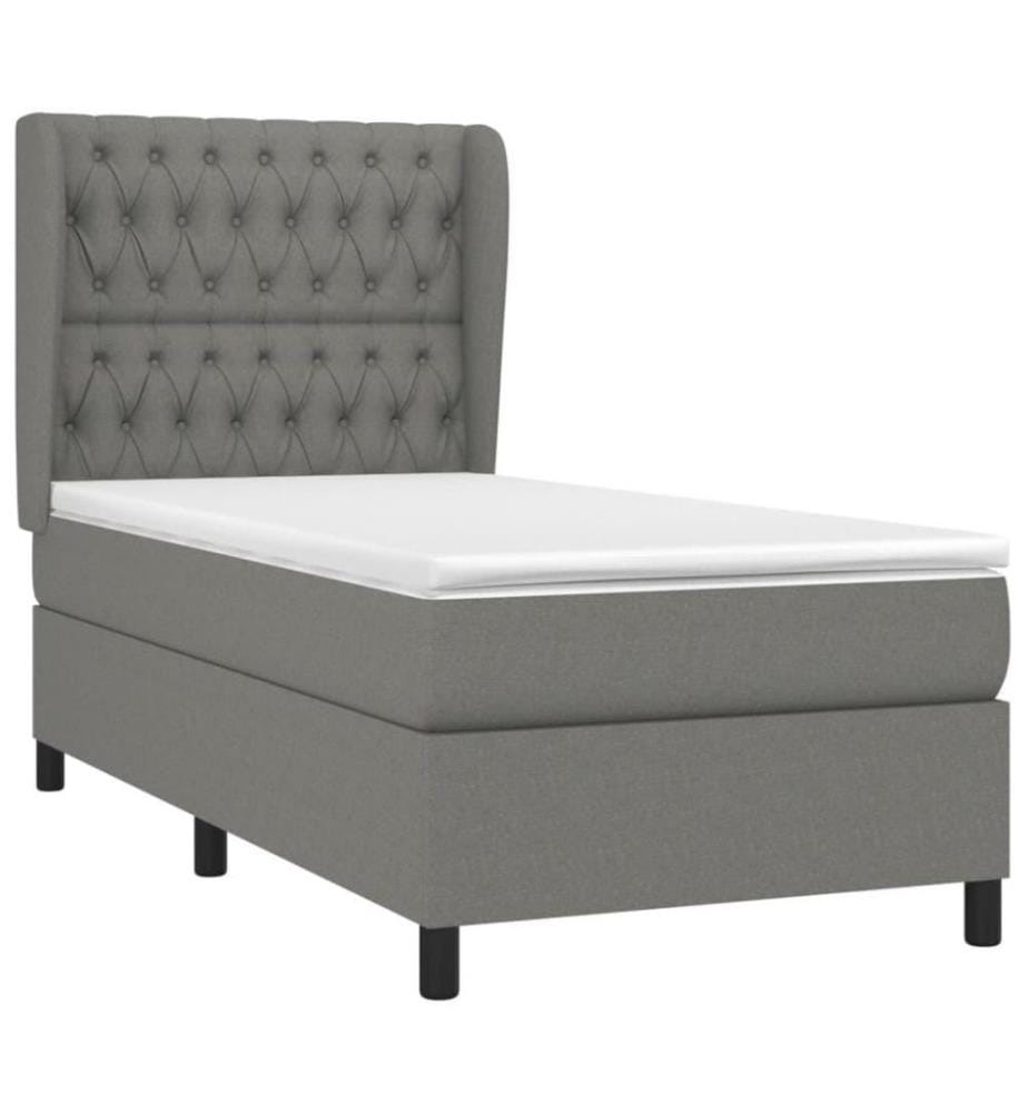 Boxspringbett mit Matratze Dunkelgrau 100x200 cm Stoff