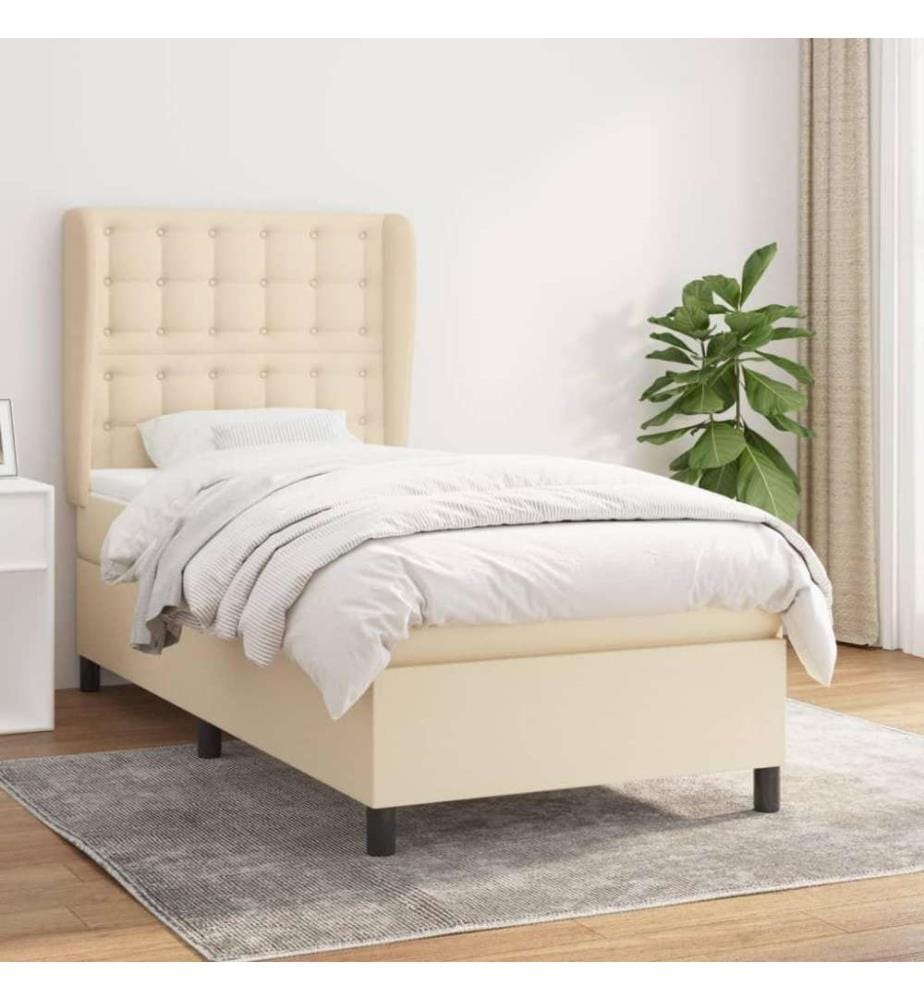 Boxspringbett mit Matratze Creme 100x200 cm Stoff