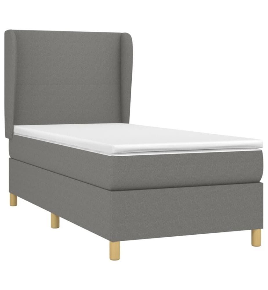 Boxspringbett mit Matratze Dunkelgrau 100x200 cm Stoff