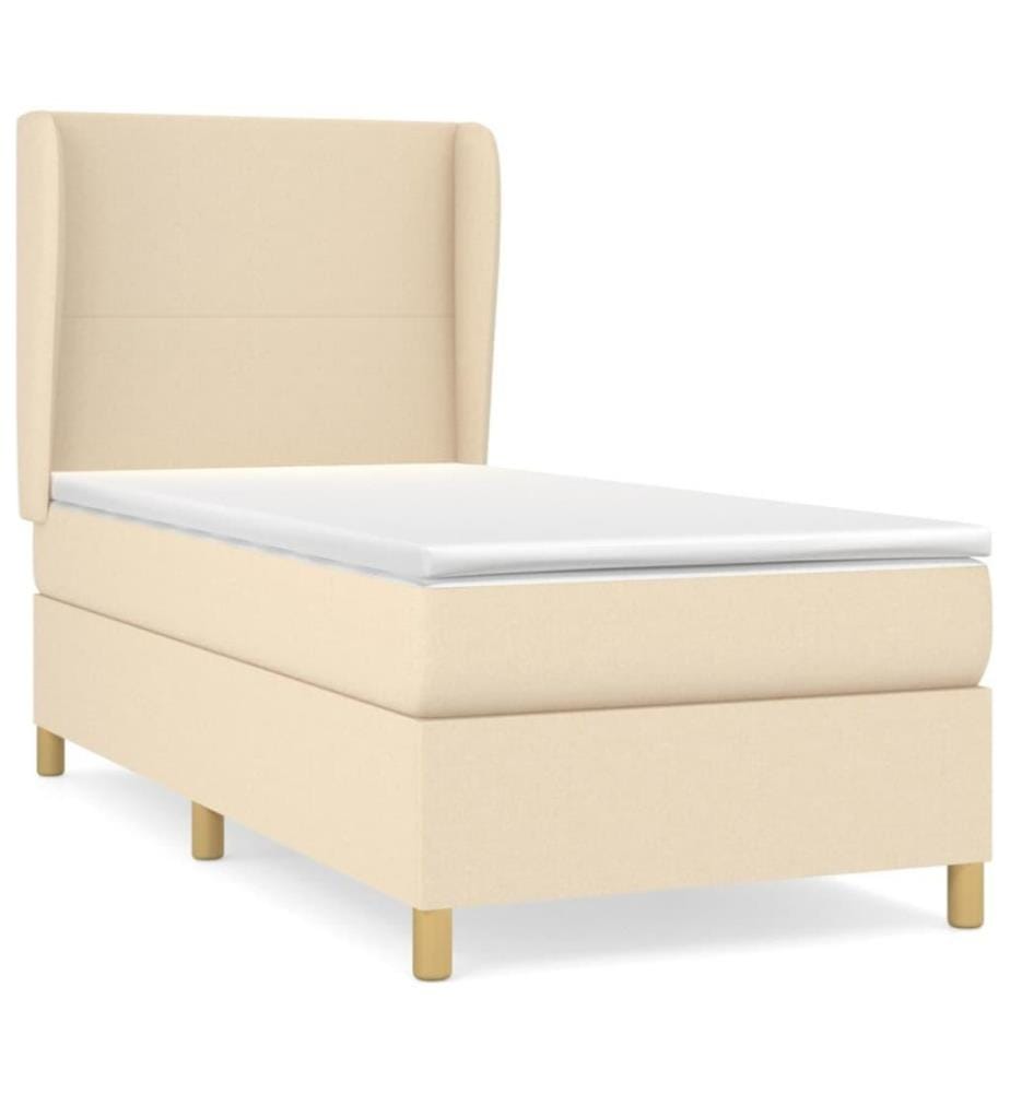 Boxspringbett mit Matratze Creme 100x200 cm Stoff