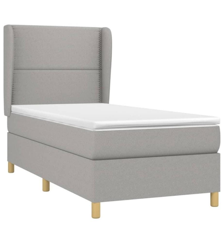 Boxspringbett mit Matratze Hellgrau 100x200 cm Stoff