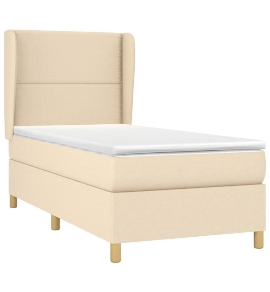 Boxspringbett mit Matratze Creme 100x200 cm Stoff