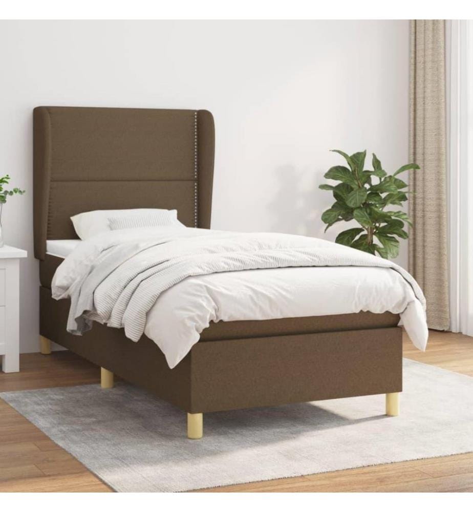 Boxspringbett mit Matratze Dunkelbraun 100x200 cm Stoff