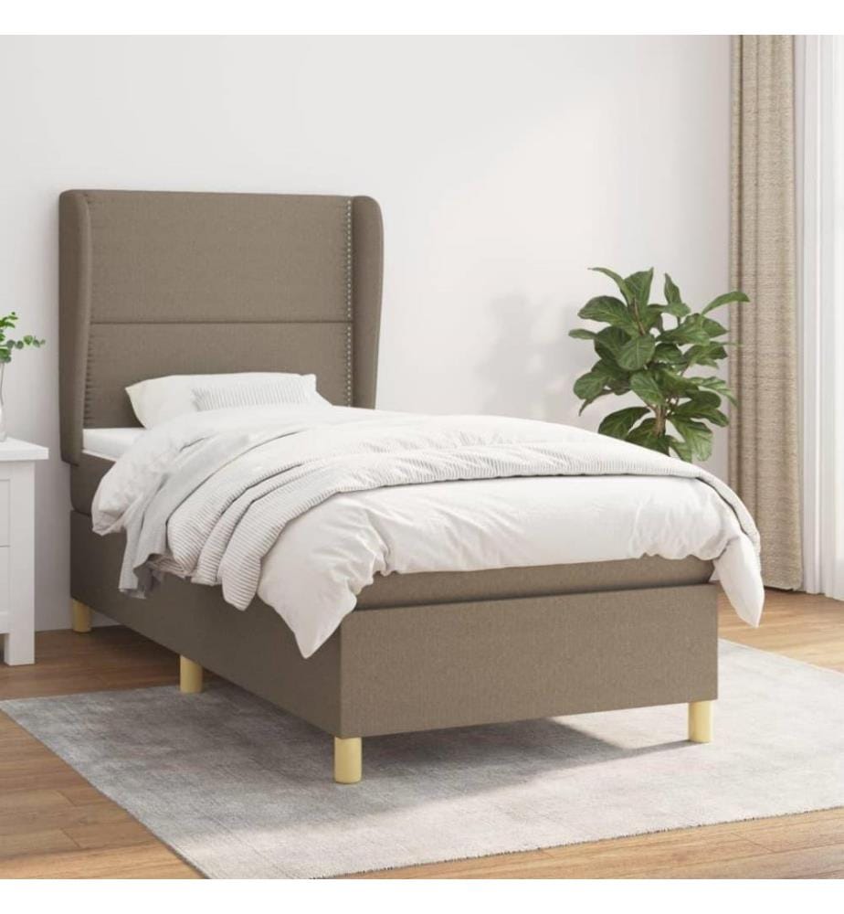 Boxspringbett mit Matratze Taupe 100x200 cm Stoff