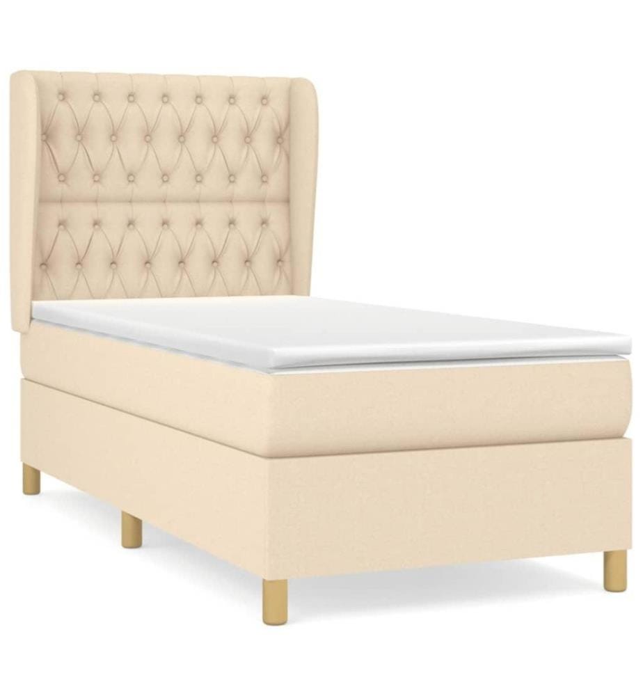 Boxspringbett mit Matratze Creme 100x200 cm Stoff