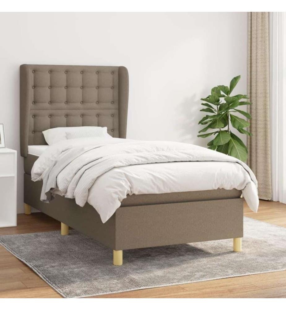 Boxspringbett mit Matratze Taupe 100x200 cm Stoff