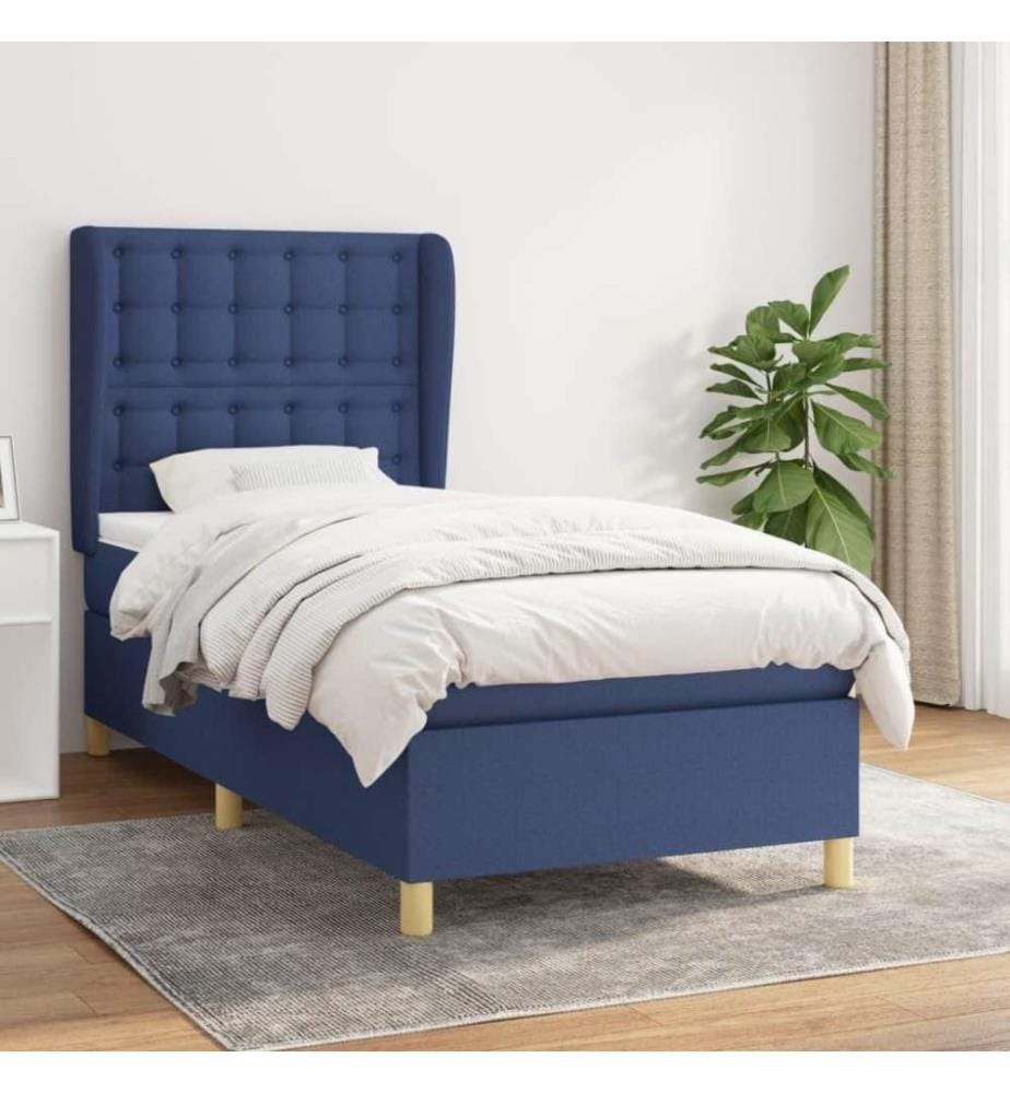 Boxspringbett mit Matratze Blau 100x200 cm Stoff