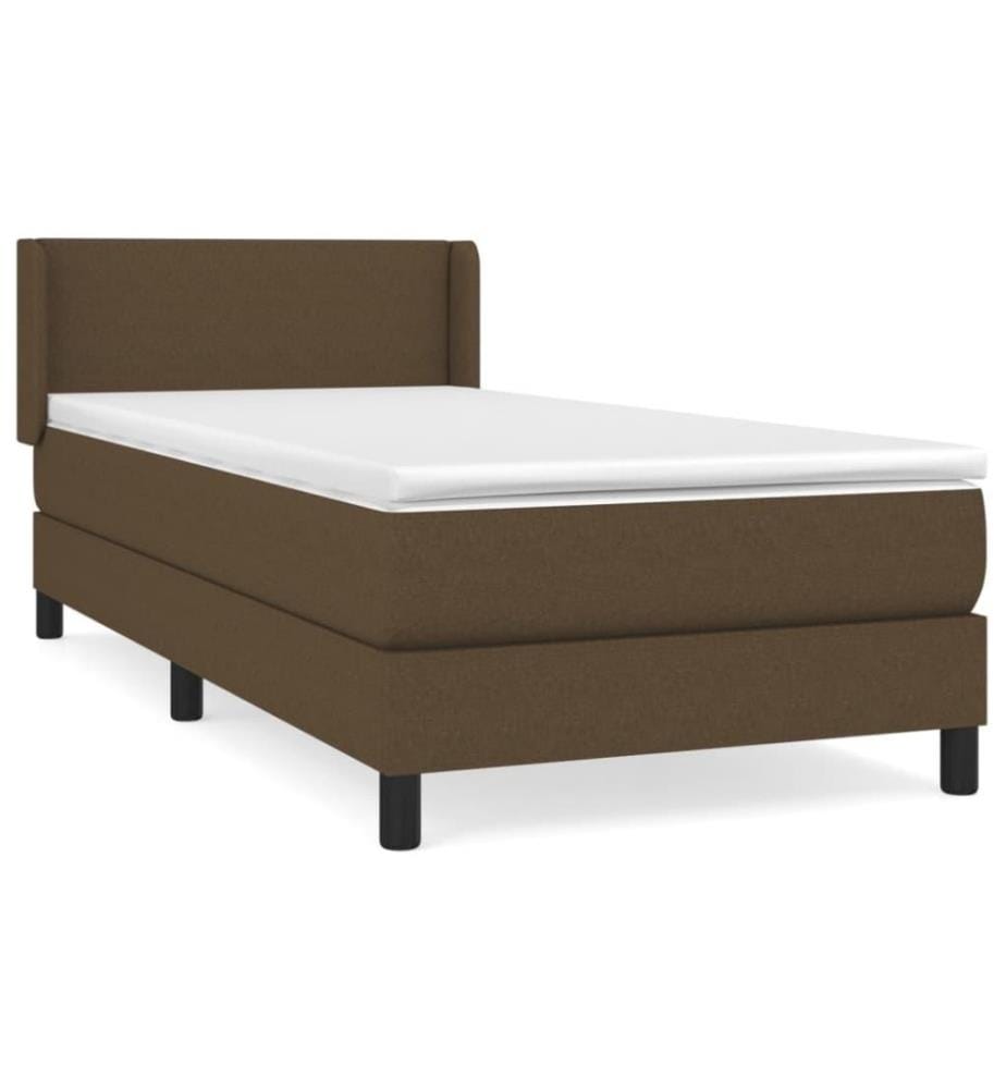 Lit à sommier tapissier avec matelas Marron foncé 90x200 cm
