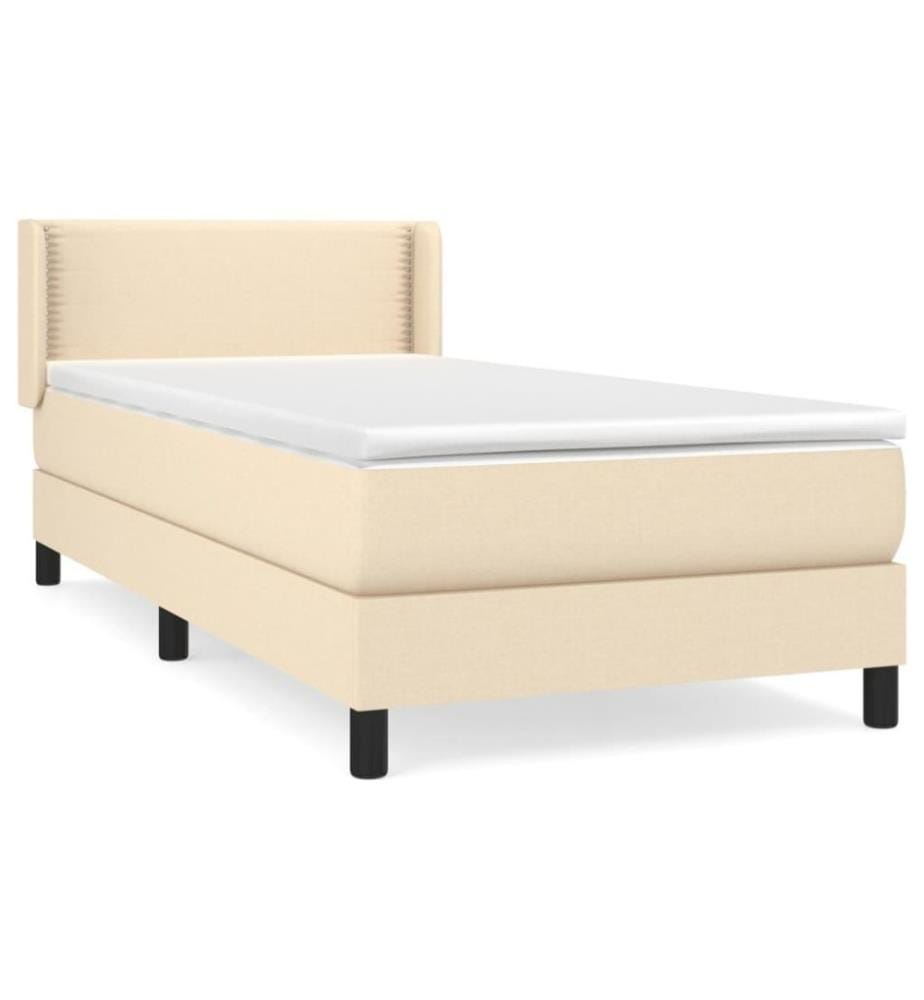 Lit à sommier tapissier avec matelas Crème 90x200 cm Tissu