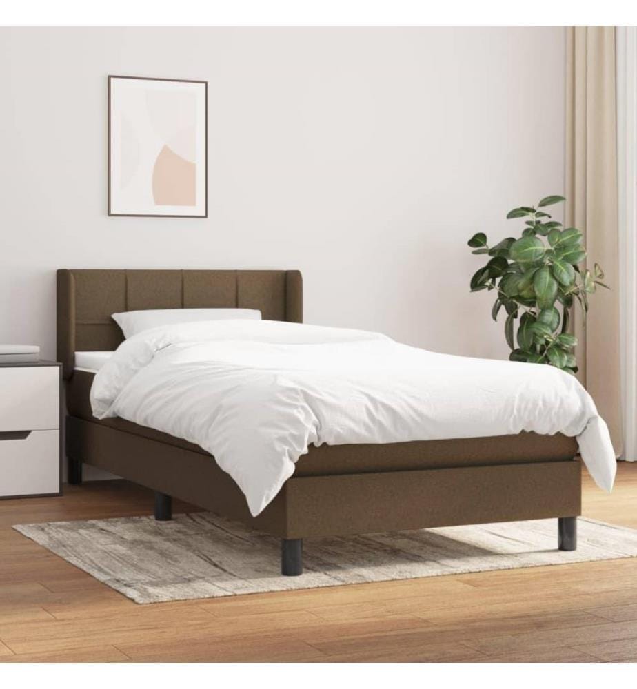 Lit à sommier tapissier avec matelas Marron foncé 90x200 cm