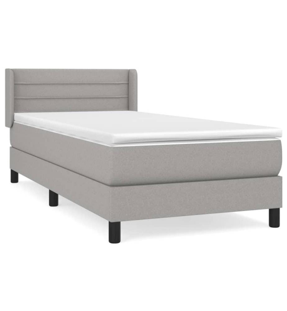 Lit à sommier tapissier avec matelas Gris clair 90x200 cm Tissu