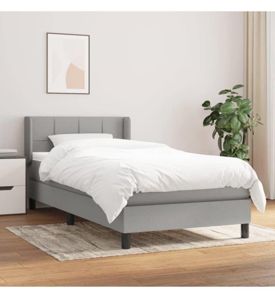 Lit à sommier tapissier avec matelas Gris clair 90x200 cm Tissu