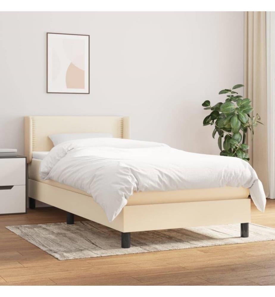 Boxspringbett mit Matratze Creme 100x200 cm Stoff