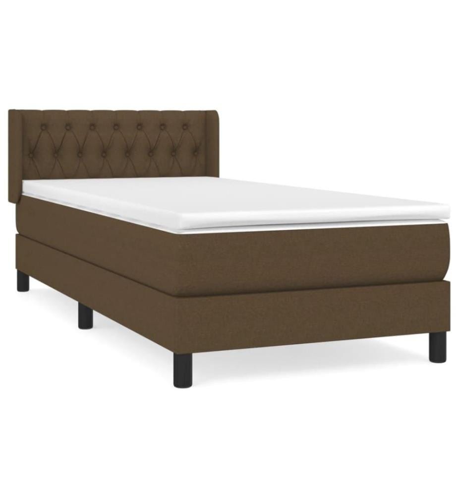 Boxspringbett mit Matratze Dunkelbraun 100x200 cm Stoff