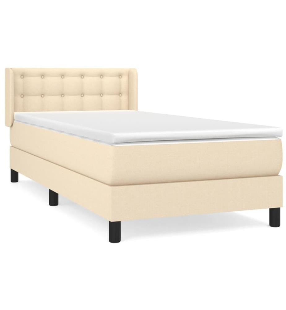 Lit à sommier tapissier avec matelas Crème 90x200 cm Tissu