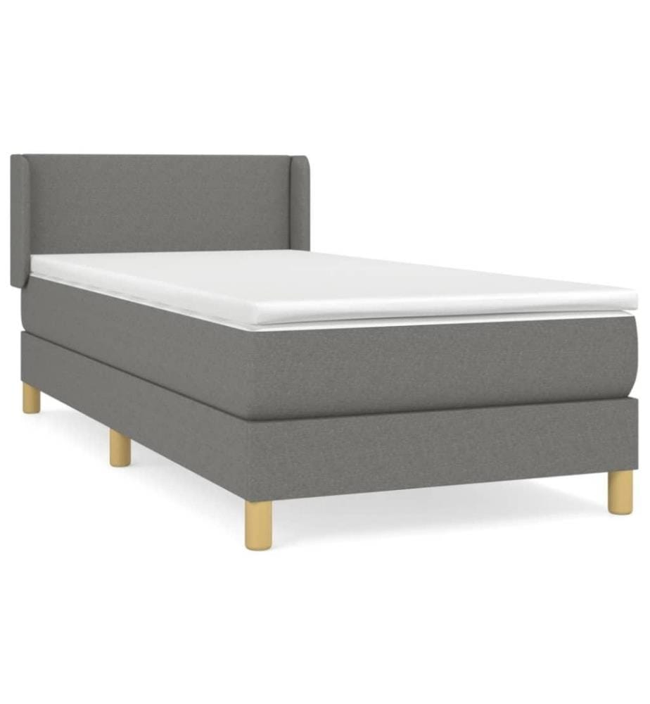 Lit à sommier tapissier avec matelas Gris foncé 90x200 cm Tissu