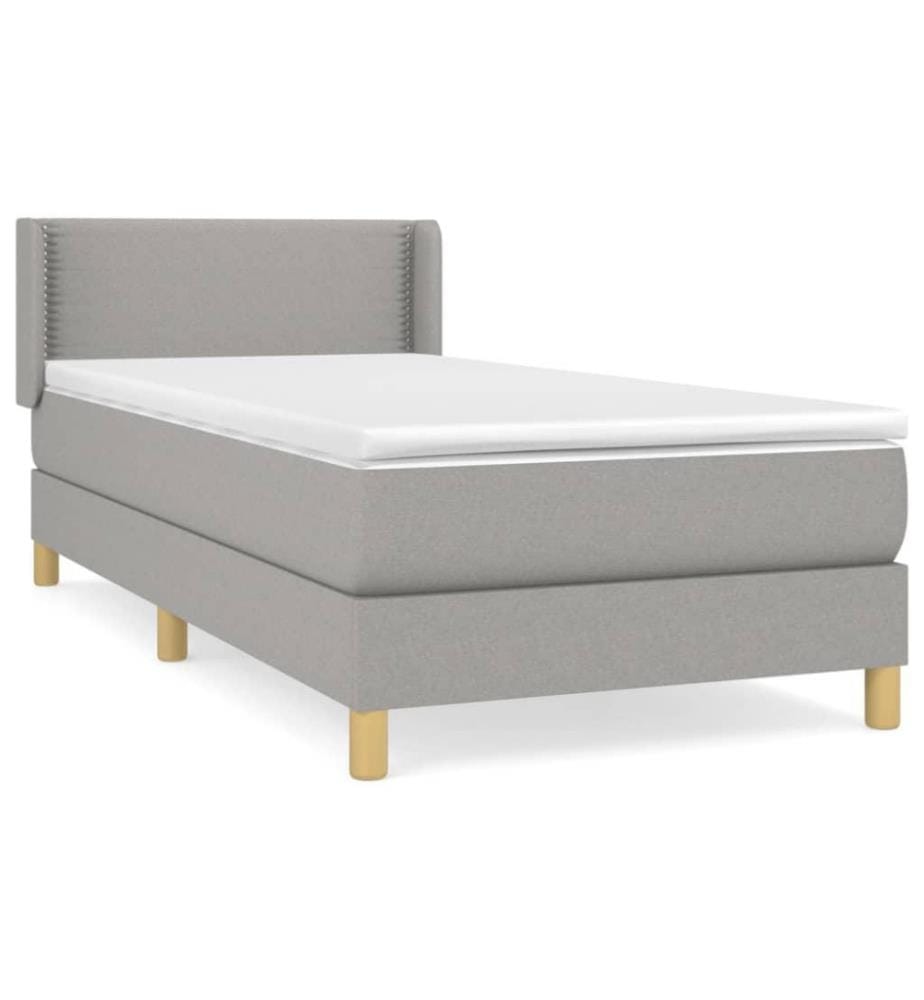 Boxspringbett mit Matratze Hellgrau 100x200 cm Stoff
