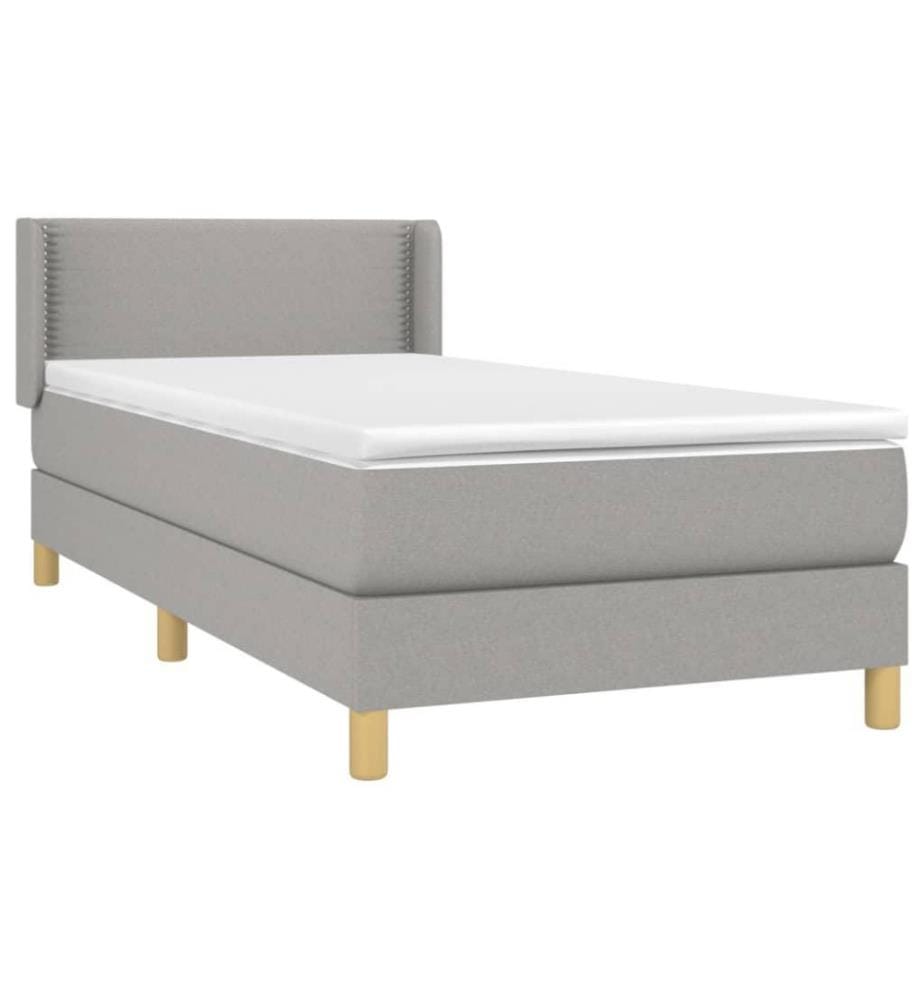 Boxspringbett mit Matratze Hellgrau 100x200 cm Stoff