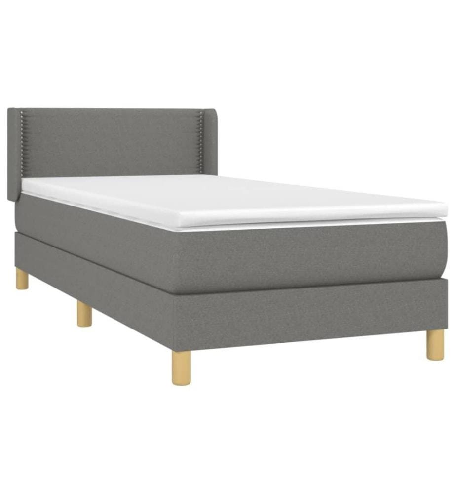 Boxspringbett mit Matratze Dunkelgrau 100x200 cm Stoff