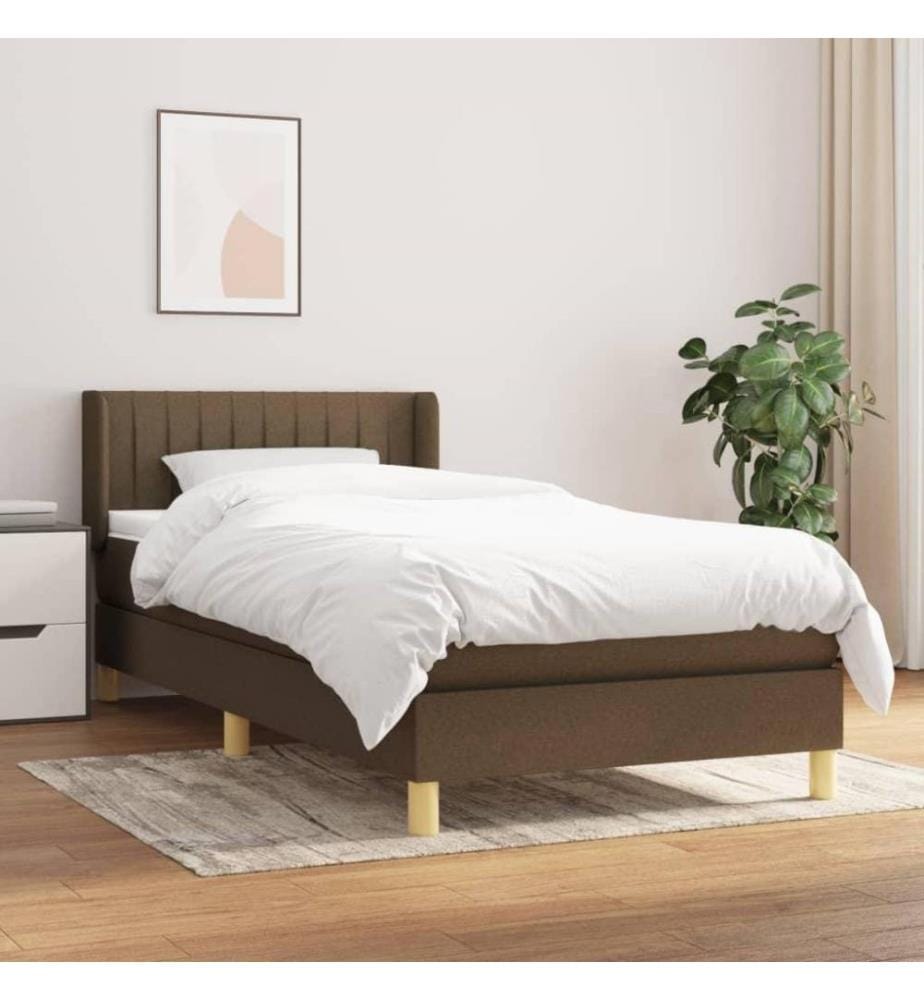 Lit à sommier tapissier avec matelas Marron foncé 90x200 cm