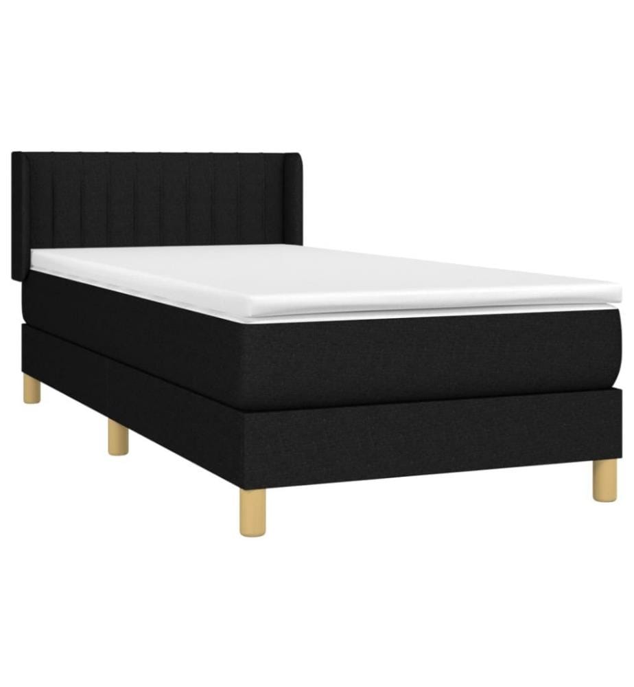 Lit à sommier tapissier avec matelas Noir 90x200 cm Tissu