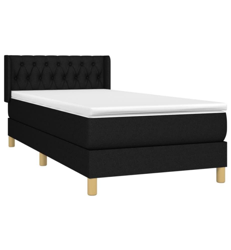 Lit à sommier tapissier avec matelas Noir 90x200 cm Tissu