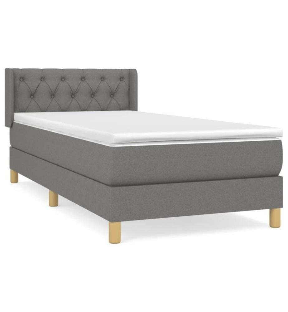 Boxspringbett mit Matratze Dunkelgrau 80x200 cm Stoff