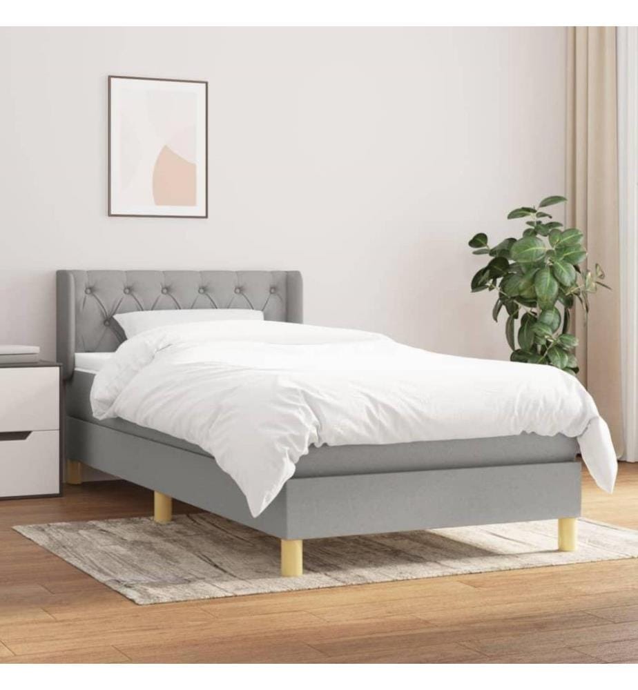 Boxspringbett mit Matratze Hellgrau 80x200 cm Stoff