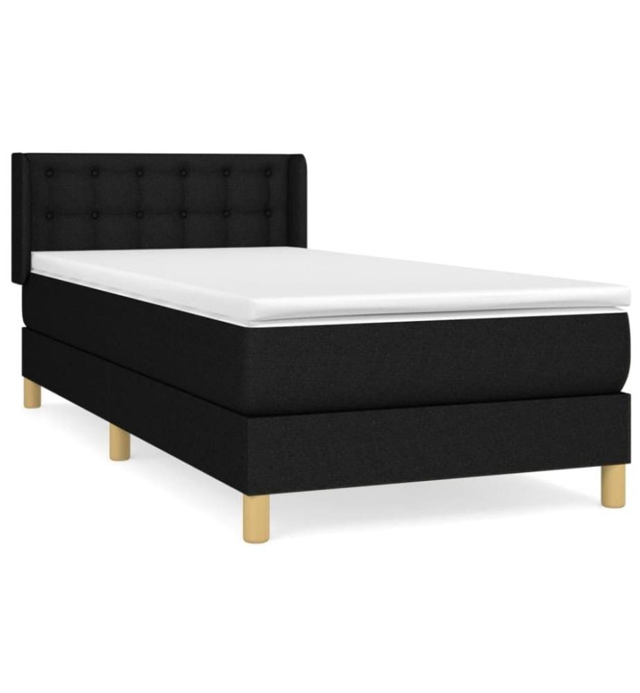 Lit à sommier tapissier avec matelas Noir 90x200 cm Tissu