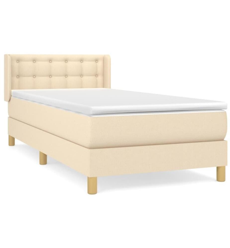 Lit à sommier tapissier avec matelas Crème 90x200 cm Tissu