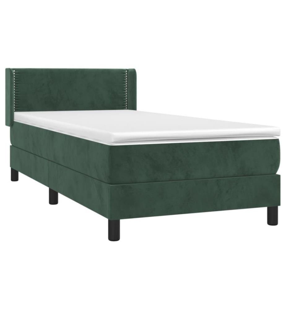 Boxspringbett mit Matratze Dunkelgrün 100x200 cm Samt