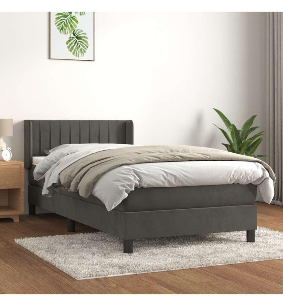 Boxspringbett mit Matratze Dunkelgrau 100x200 cm Samt
