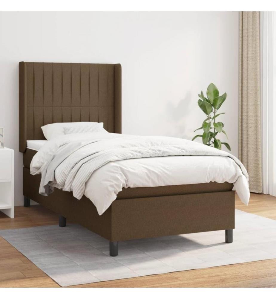 Boxspringbett mit Matratze Dunkelbraun 100x200 cm Stoff