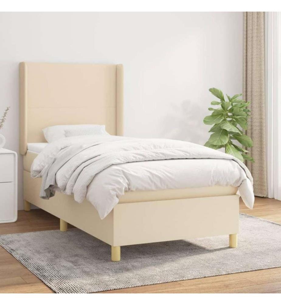 Boxspringbett mit Matratze Creme 100x200 cm Stoff