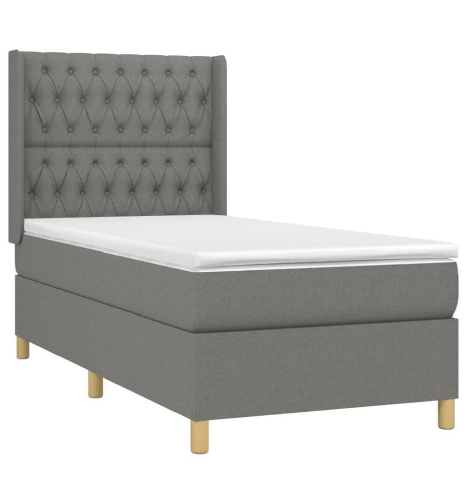 Boxspringbett mit Matratze Dunkelgrau 100x200 cm Stoff
